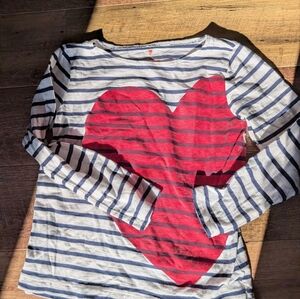 Adorable Girls Long Sleeve Shirt with Red Heart